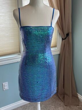 12th Tribe Emilia Blue Sequin Mini Dress